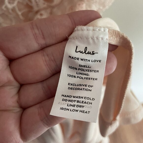 Lulus Women M Briarwood Blush Pink Lace Ruffled Bodycon Midi Dress NWT - Picture 12 of 14